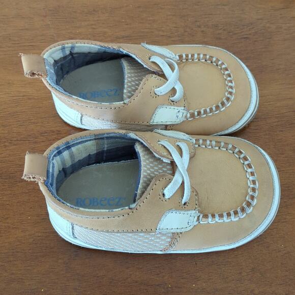 Robeez Baby's FK Skipper Leather Loafers beige color baby boy size 18-24M GUC - Picture 3 of 7